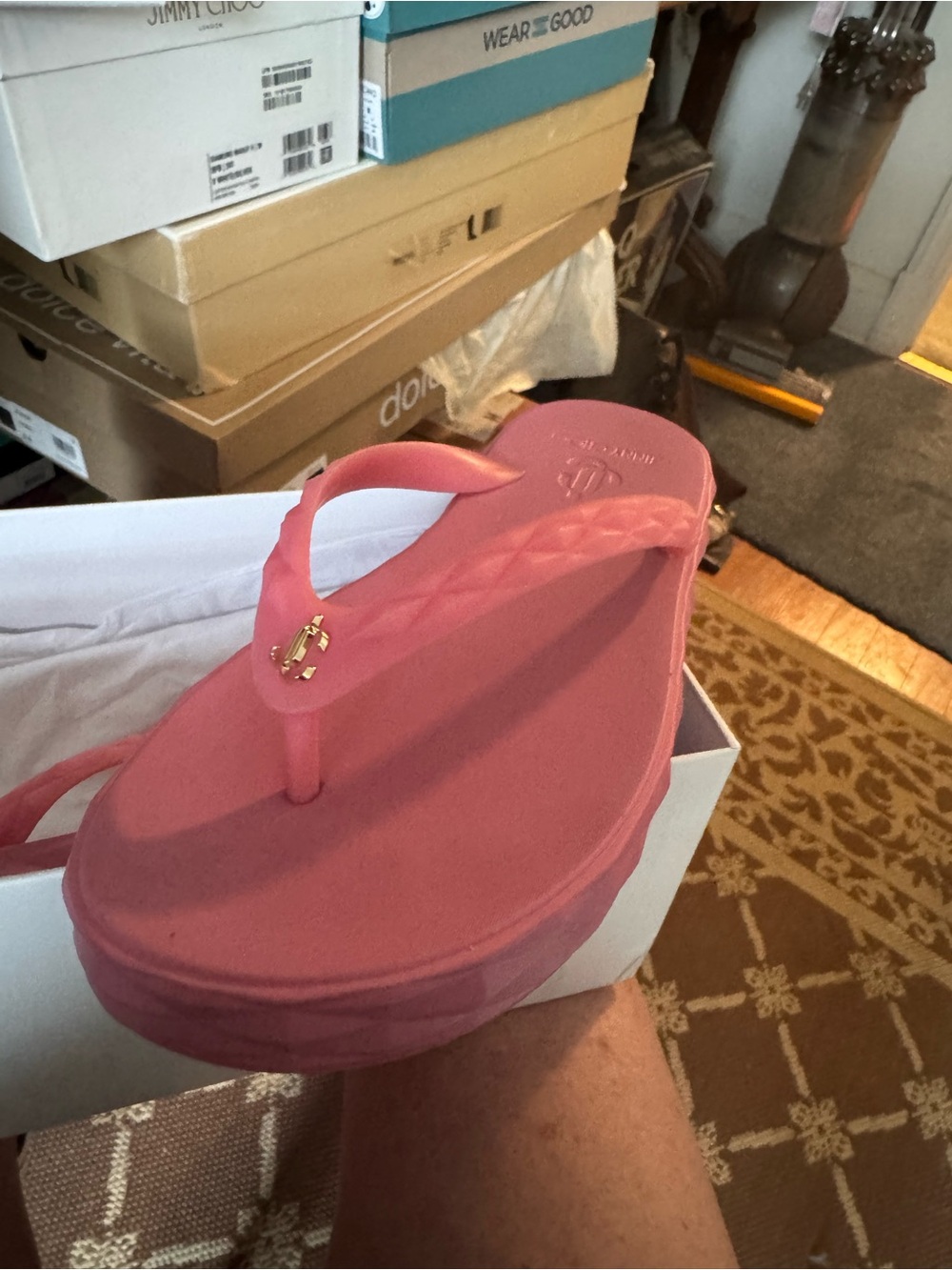 Jimmy Choo Coral Pink Platform Flip Flop Sandal